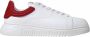 Emporio Armani Witte Leren Sneakers met Rode Rubberen Achterkant en Adelaar Logo White Heren - Thumbnail 1