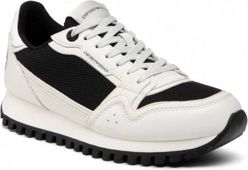 Emporio Armani Sneaker van mesh met leren details