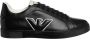 Emporio Armani Zwarte Leren Sneakers met Ingelegd Adelaarslogo Black Heren - Thumbnail 1