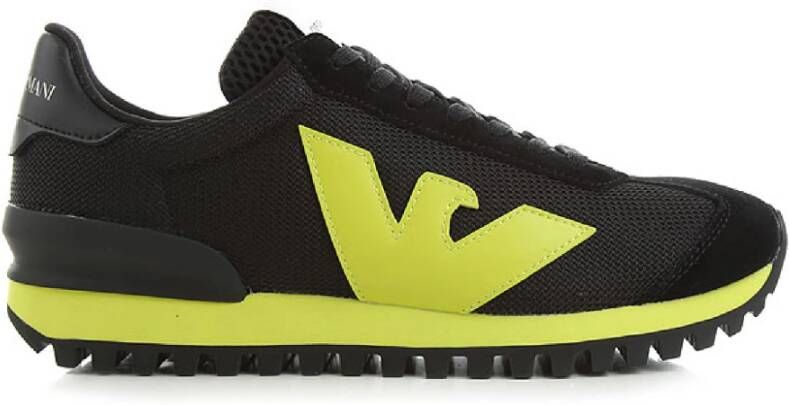 Emporio Armani Heren X4X583Xn647Neroverde Sneakers van Polyester Black Heren