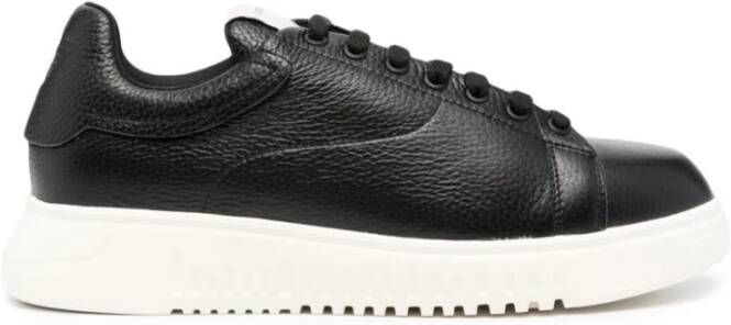 Emporio Armani Zwarte Sneakers Gemaakt in Italië Black Heren