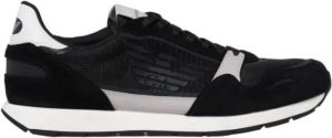 Emporio Armani men's shoes suede trainers sneakers Zwart Heren