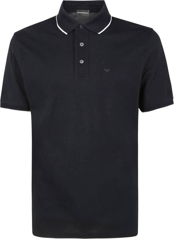 Emporio Ar i Stretch piqué polo shirt met micro adelaar borduursel