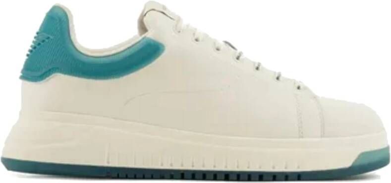 Emporio Armani Turquoise Sneaker met Transparante Retro en Adelaarlogo White Heren