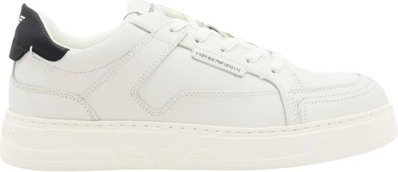 Emporio Ar i Witte Blauwe Sneakers Logo Patch