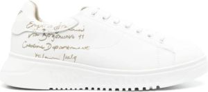 Emporio Armani Witte Calligraphy Print Leren Sneakers Wit Dames