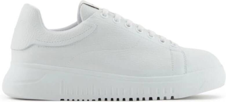 Emporio Armani Witte Leren Sneakers Logodetail Rubberen Zool White Dames