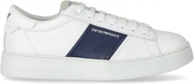 Giorgio Armani Logo Sneakers van Glad Leer White Heren