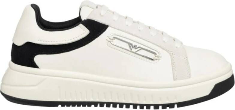 Emporio Armani Leren sneakers met suède details en adelaarplaat