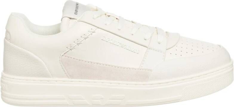 Emporio Armani Witte Lage Sneakers met Geperforeerde Neus White Heren