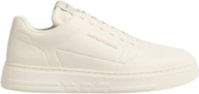 Emporio Armani Eenvoudige Vetersneakers White Heren