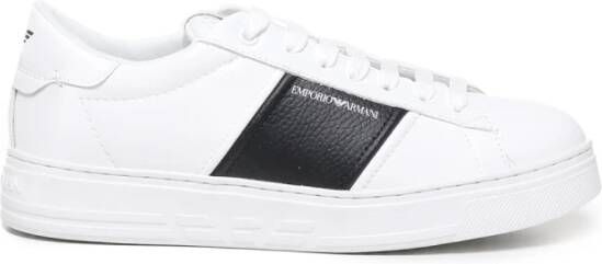 Emporio Armani Witte leren sneakers met gestreepte details - Foto 4