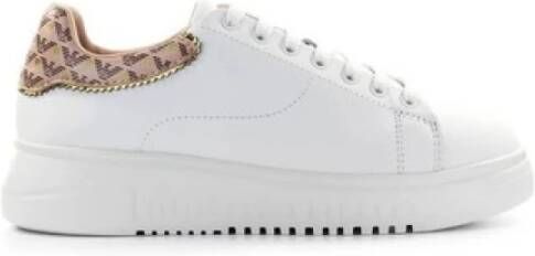 Emporio Armani Witte Leren Sneakers voor Dames met Monogram White Dames