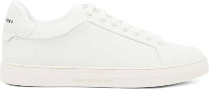 Emporio Ar i Witte Leren Veterschoenen Platte Zool