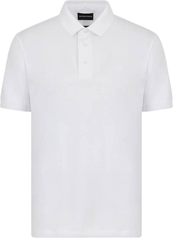 Emporio Ar i Witte Polo Shirt met Adelaar Borduurwerk