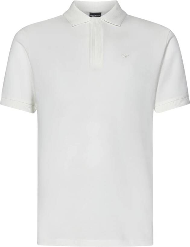 Emporio Ar i Witte Polo Shirt met Adelaar Borduurwerk