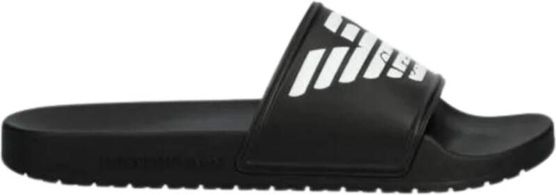 Emporio Armani Witte Synthetische Platte Sandalen Black Heren