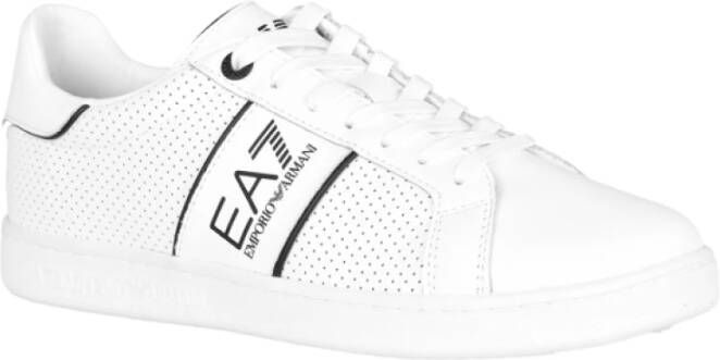 Emporio Armani Wit Zwart Logo Print Sneakers White Heren