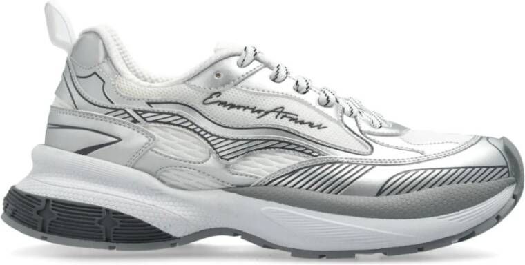 Emporio Ar i Zilveren Sneakers met Witte Details