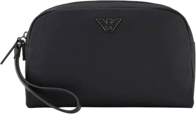 Emporio Ar i Zwart Leren Adelaar Rits Armband