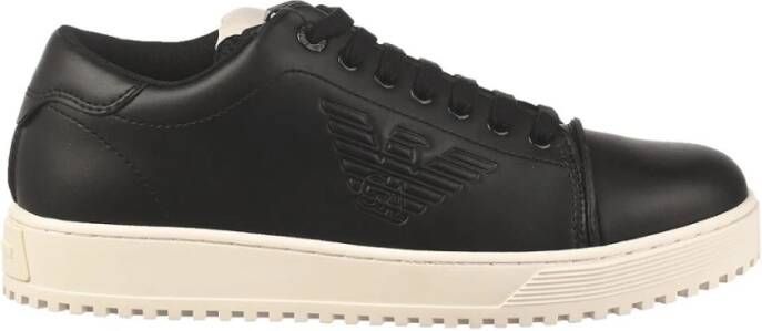 Emporio Armani Leren Herensneakers Upgrade je stijl Black Heren