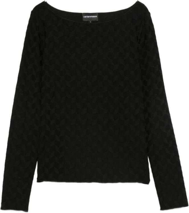Emporio Ar i Zwarte Boothals Trui Geometrisch