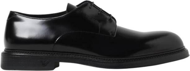 Emporio Armani Zwarte platte schoenen met veters en rubberen zool
