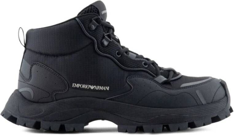 Emporio Armani Zwarte Casual Gesloten Sneaker Black Heren