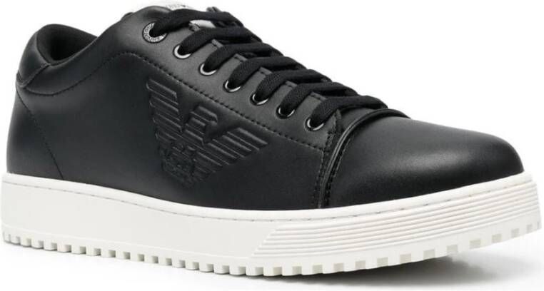 Emporio Armani Leren Herensneakers Upgrade je stijl Black Heren