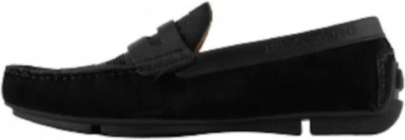Emporio Armani Zwarte handgemaakte suède loafers Black Heren