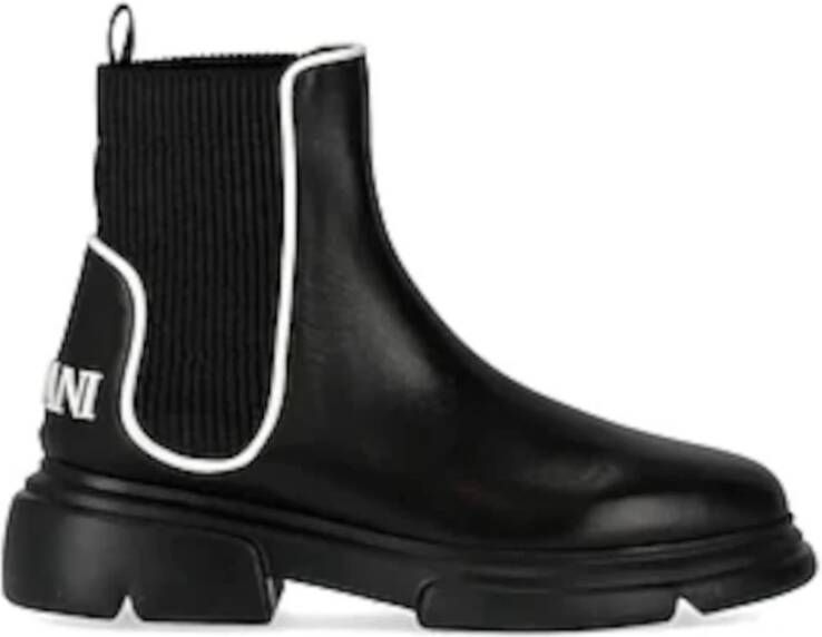 Emporio Armani Zwarte Chelsea-laarzen met elastische inzet en reliëflogo Black Dames