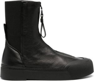Emporio Armani Zwarte Leren Enkellaarzen met Rits Zwart Dames