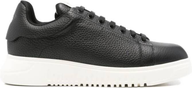 Emporio Ar i Zwarte Leren Sneakers Exclusieve Stijl