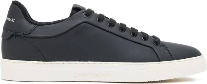 Emporio Ar i Zwarte Leren Sneakers Exclusieve Stijl