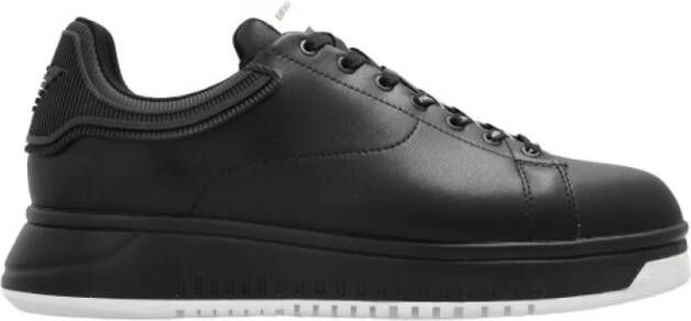 Emporio Ar i Zwarte Leren Vetersneakers