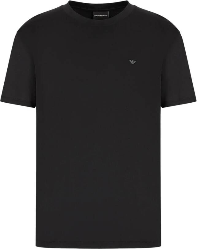 Emporio Ar i Zwarte Lyocell T-shirt met adelaarslogo