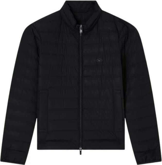 Emporio Ar i Zwarte Nylon Donsjas met Adelaar Patch