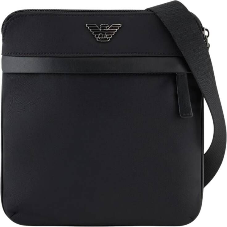 Emporio Ar i Zwarte Nylon Schoudertas met Adelaar