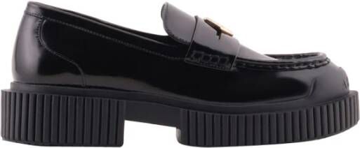 Emporio Armani Zwarte platte schoenen Box Action Logo Black Dames