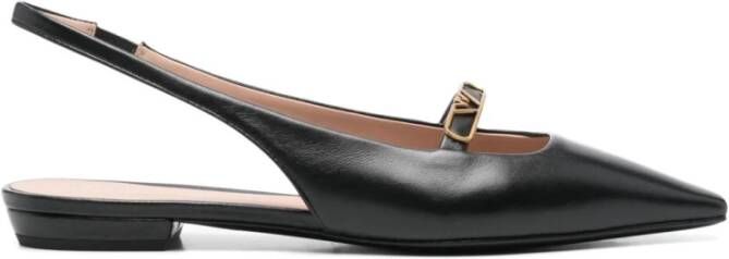 Emporio Armani Zwarte platte schoenen met slingback-band