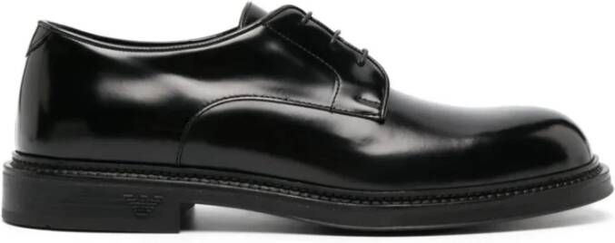 Emporio Armani Zwarte platte schoenen met veters en rubberen zool