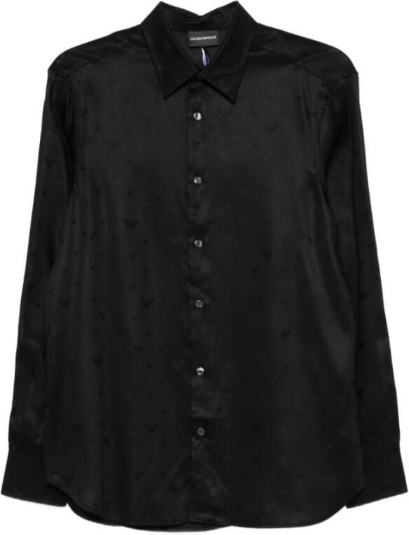 Emporio Ar i Zwarte shirt met reliëf adelaar motief