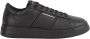 Emporio Armani Zwarte Leren Sneakers met Anatomische Rubberen Zool Black Heren - Thumbnail 1