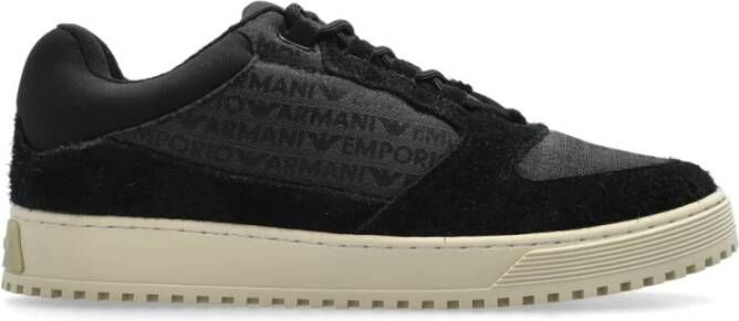 Emporio Ar i Zwarte Sneakers met Veters en Rubberen Zool