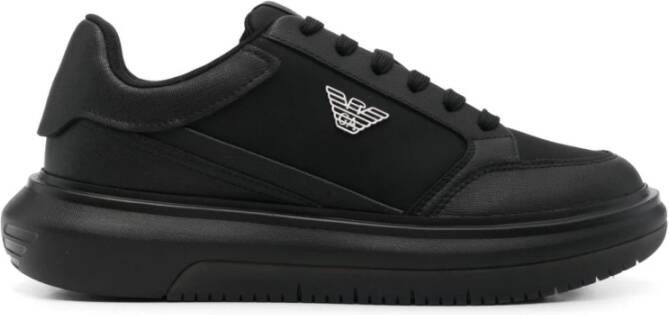 Emporio Ar i Zwarte Sneakers Veters Rubberen Zool