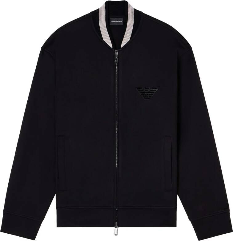 Emporio Ar i Zwarte Sweater met Rits en Adelaarslogo