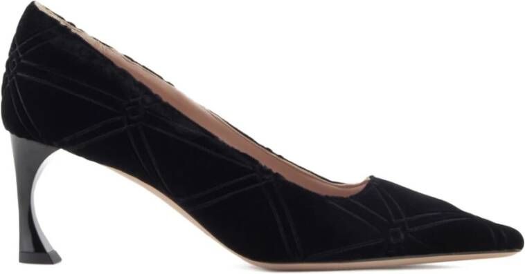 Emporio Ar i Zwarte Velvet Gewatteerde Hak Schoenen