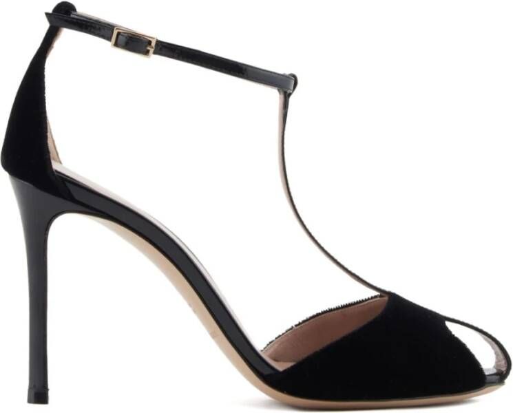 Emporio Ar i Zwarte Velvet T-Bar Stiletto Hakken
