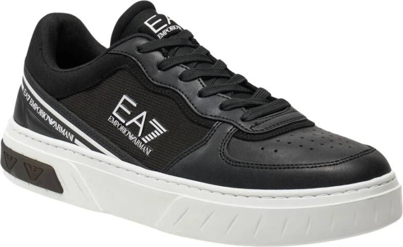 Emporio Armani Zwarte Voetbalgeïnspireerde Sneakers Black Heren