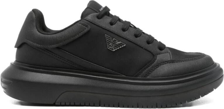 Emporio Ar i Zwarte Zijde & Nylon Sneakers